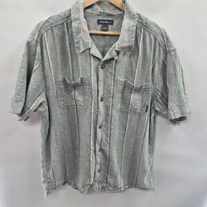 Eddie Bauer Green Striped Men's Hemp Cotton Button Down Shirt Size Large